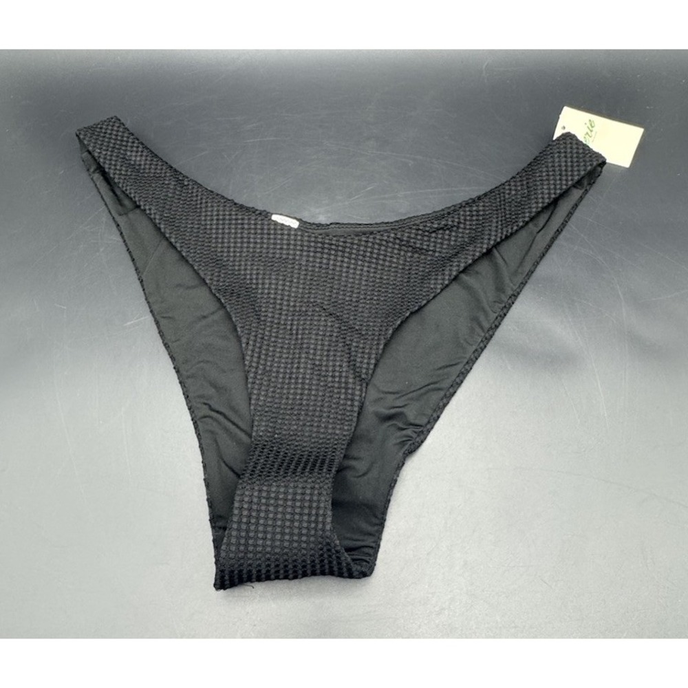 Aerie Black Textured Cheekiest Bikini Bottom Size M NWT Waffle Swim